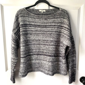 Madewell Merino Wool Blend Pullover Sweater Medium Cozy Striped Grey Boatneck